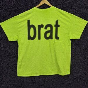 CharliXCX brat Spell-out Oversized Club Rave Pop T-Shirt XL